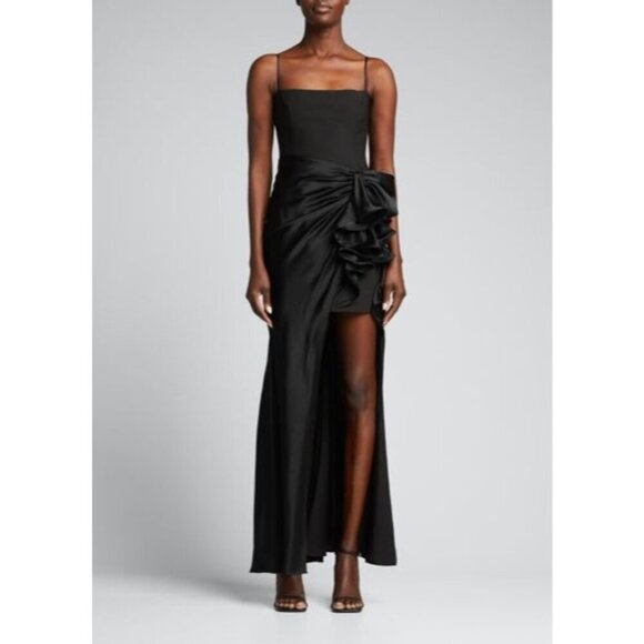 Cinq a Sept Drina Gown in Black 0 New Womens Long Maxi Satin Dress - Picture 15 of 17